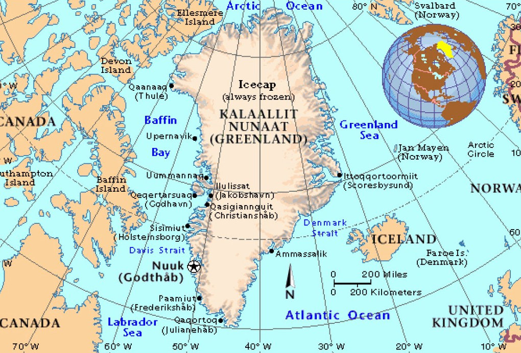 Физическая карта гренландии